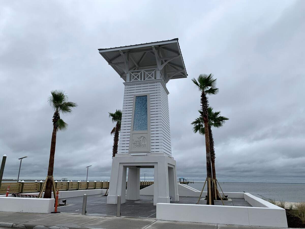 The tower at the new Long Beach Gateway resembles a lighthouse and anchors the new park on the beach. Another phase of improvements and amenities is planned.